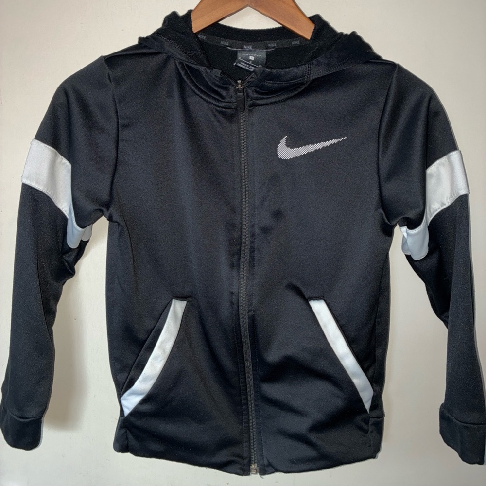 Nike-Hoodie Women's Small Black/Wht Full Zip DriFit Sweatshirt Pullover Pockets